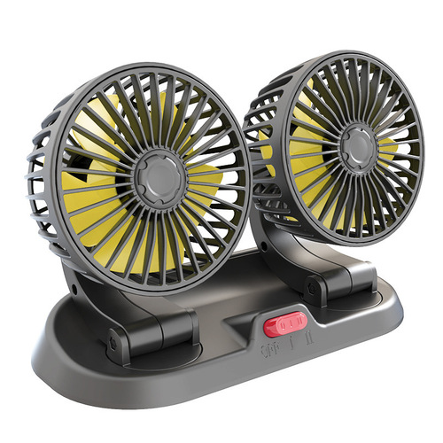 Car electric fan car double-head folding fan 24 large truck 12V car USB universal high wind can shake its head