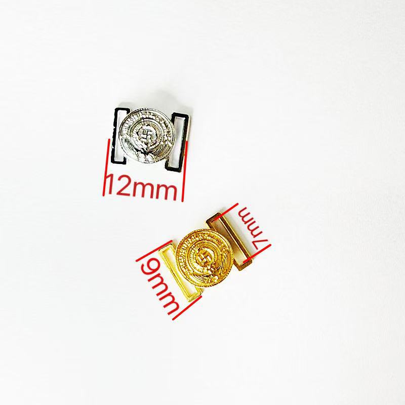 7mm雕刻花纹圆形小对扣 金属日字扣 服饰箱包五金配件 金色银色可