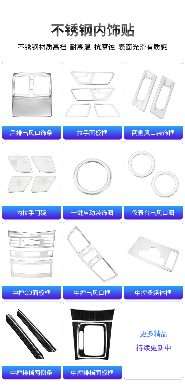 Mercedes-Benz E-Class 09-11 W212 E300L 260 200 modified central control water Cup armrest box panel interior stickers