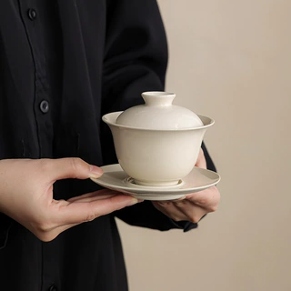 草木灰功夫茶具陶瓷三才君子盖碗公杯家用复古主人杯茶杯茶壶定制