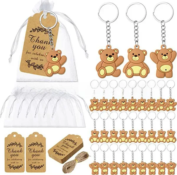 New Yellow Leather Bear Keychain Art Gift Pendant Accessories pvc Material Wholesale