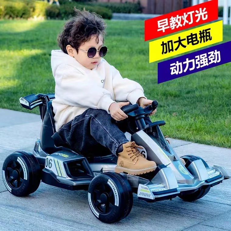 Carretín de kart para niños, coche eléctrico de cuatro ruedas, coche de control remoto, coche de juguetes recargables para niños, coche para personas