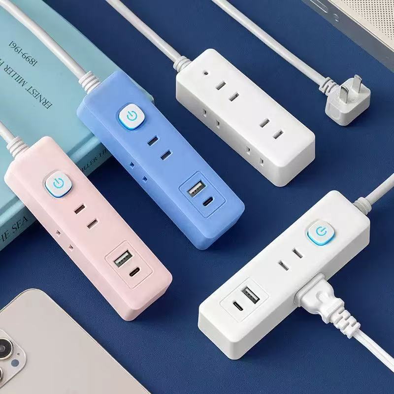 Two-Prong Plug Power Strip Mini Portable 2-Pin Socket with Usb, One-To-Six Adapter for Home Use