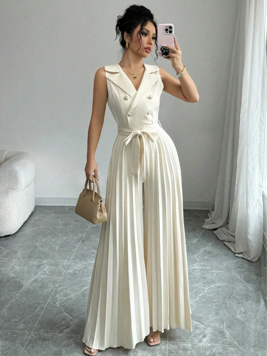 2025 comercio exterior importación y exportación de ropa de mujer ligera de viento maduro traje cuello arco correa de cintura de cintura de plumón de pliegues