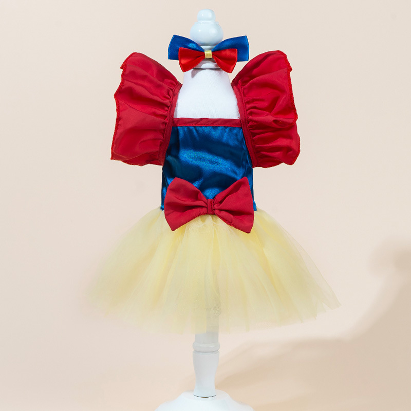 Source Manufacturer Pet Clothes Dog Clothes Cat Clothing Snow White Pet Gauze Skirt Cross-Border Hot Sale