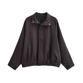 跨境女装批发 2026春季时尚气质百搭休闲风宽松飞行服夹克外套