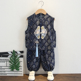 Boys' Summer Han Dynasty Suit Kidsren's Summer New Chinoiserie Sleeveless Vest Two-Piece Set Baby One-Year-Old Dress