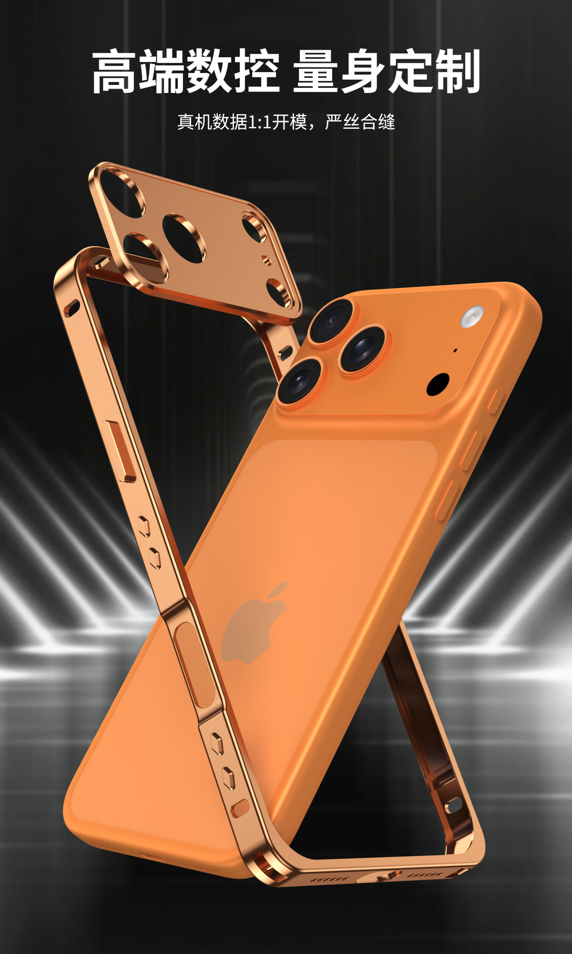 Ốp lưng viền kim loại chống sốc cho iPhone 17 Pro Max / 17 Air / 16 Pro – kiểu khung viền có nắp bảo vệ camera — Cam, Bạc, Đen, Xanh chi tiết 5