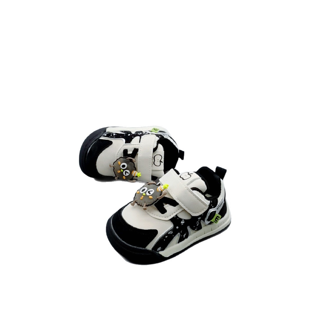 16-26 Tamaño de cuero para niños pequeños y medianos, dibujos animados para bebés, niños pequeños, zapatos anti-deslizantes, zapatos de bebé suaves para mujeres