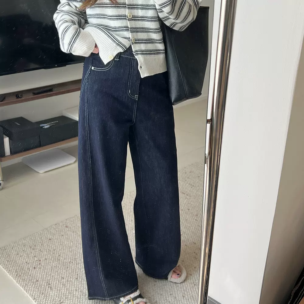 显瘦天花板牛仔裤女2025秋冬新款韩版高腰显高宽松直筒阔腿长裤