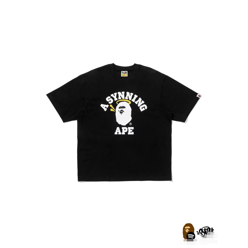 Bape Short-Sleeved Classic Printed Heavy Cotton Top Street Fashion Loose Casual Comfortable Men's T-Shirt Heavy Cotton