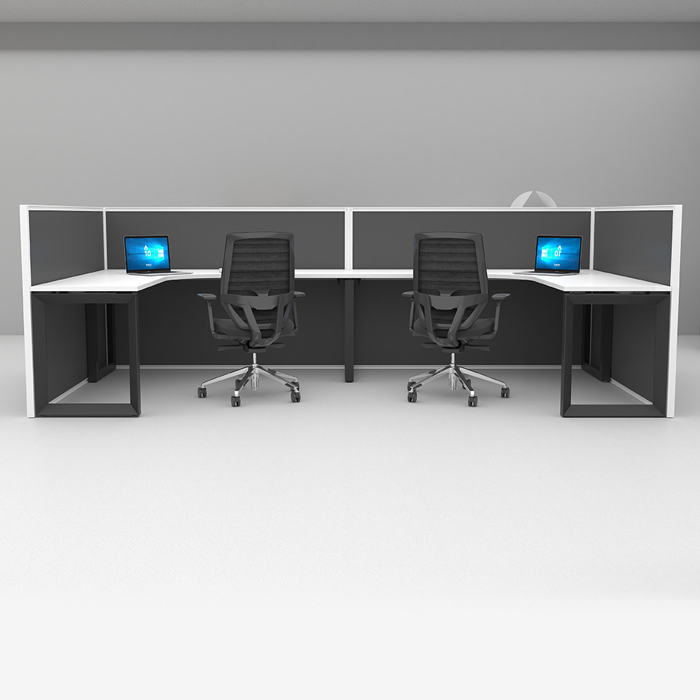 Esquina de la pantalla escritorio de personal de escritorio de oficina de dos personas simple escritorio de partición de escritorio de computadora en forma de L