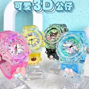 Children's Watch Cartoon Sanrio Kulomi Luminous Electronic Watch Women's Digital Pointer Quartz Watch for Primary and Secondary School Students