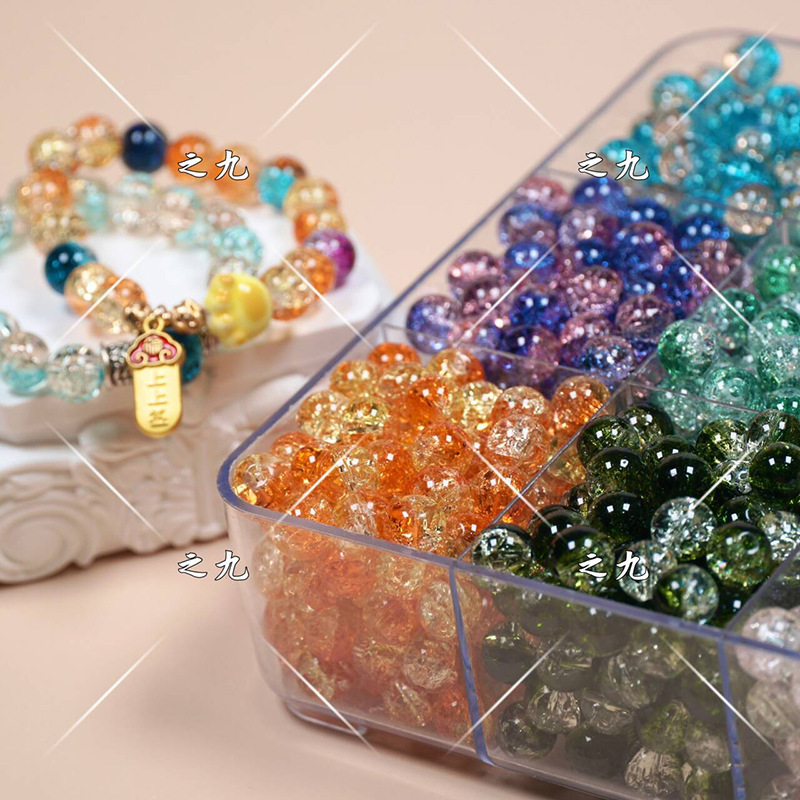 Wholesale 10mm ice cracked popcorn glass beads transparent glass loose beads diy handmade bracelet necklace material