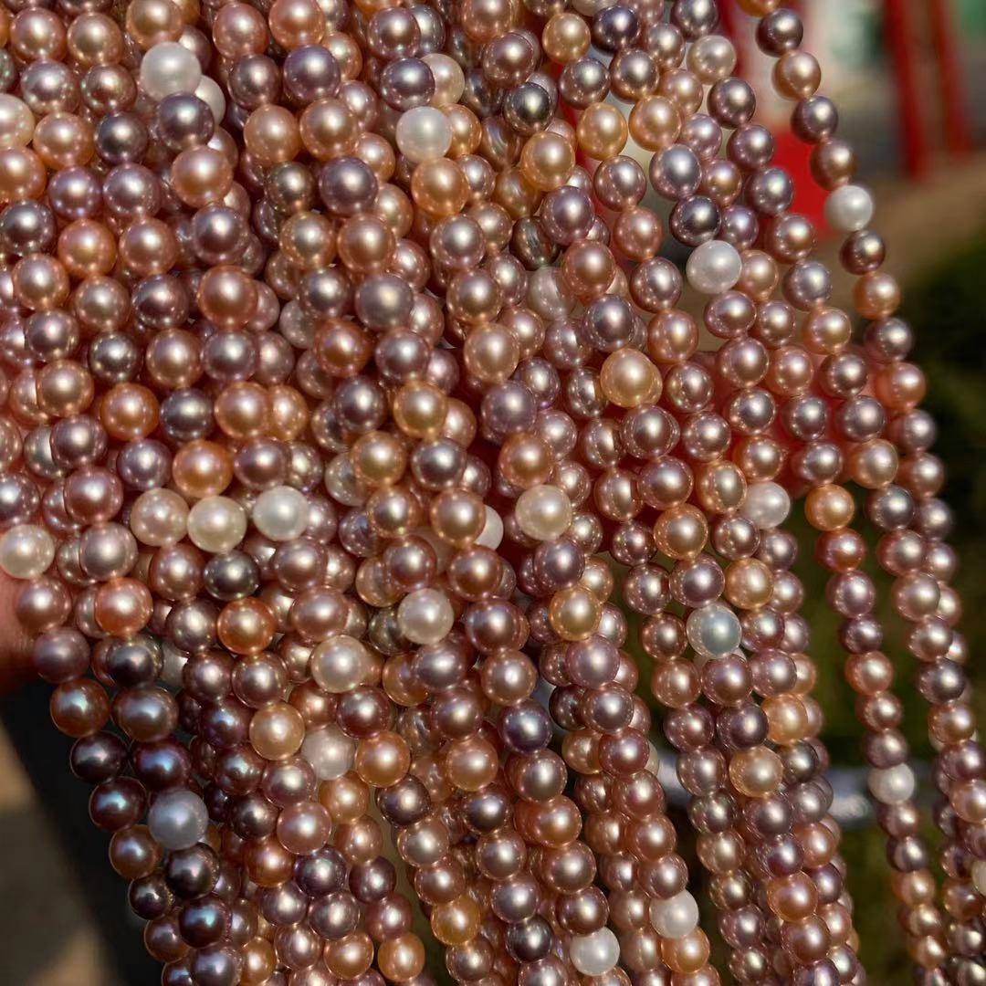 natural freshwater Pearl colour Pearl 3.5 - 4MM Xiaomi Strong light Circle Flawless Strong light freshwater AK