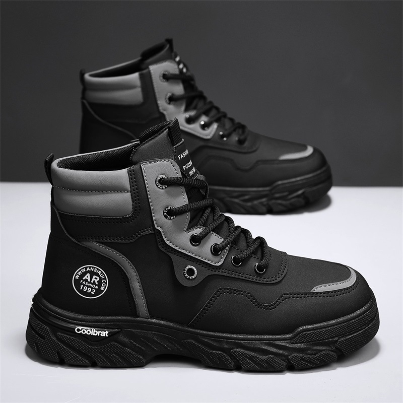 Botas Martin para hombres de verano transpirables negros zapatos casuales de protección laboral para hombres al aire libre alta 2024 nuevos zapatos de trabajo