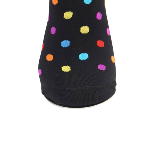 Leg pressure socks set, including calf socks with polka dot and striped compression socks.