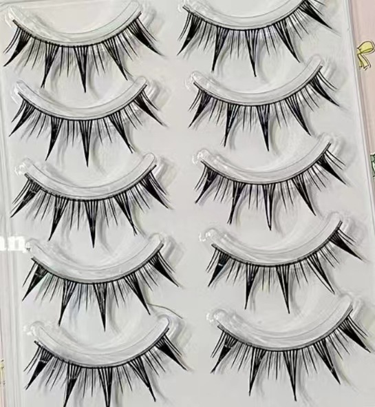 Suministro directo de fábrica transfronteriza natural larga Cruz gruesa japonés 3D afilado tallo transparente Luna doblar pestañas postizas