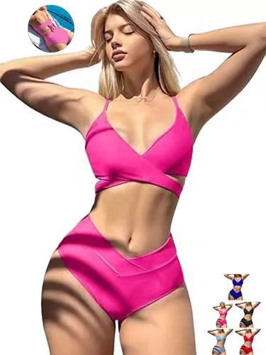 Sexy bikini donna set due pezzi con lacci costume da bagno vacanza_voghion.com