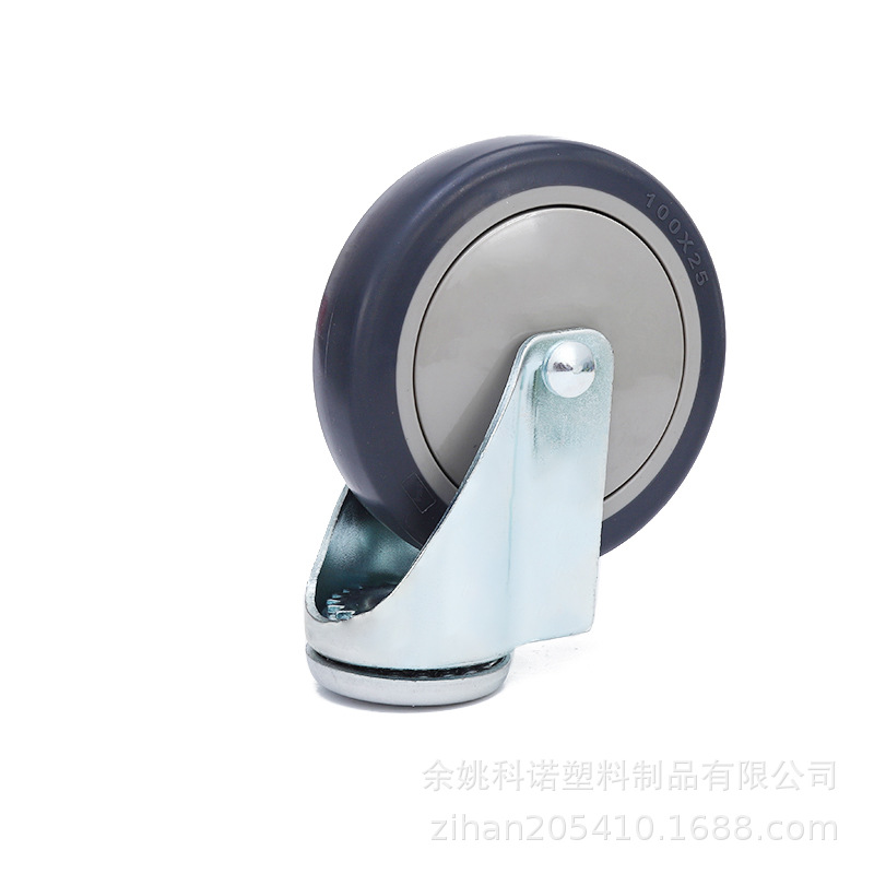 4寸轻型10mm孔顶刹车万向静音脚轮 防缠绕超级人造胶带制动万向轮