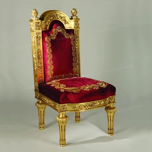 Luxurious Customized Royal Furniture Gold Leaf Fabric Throne