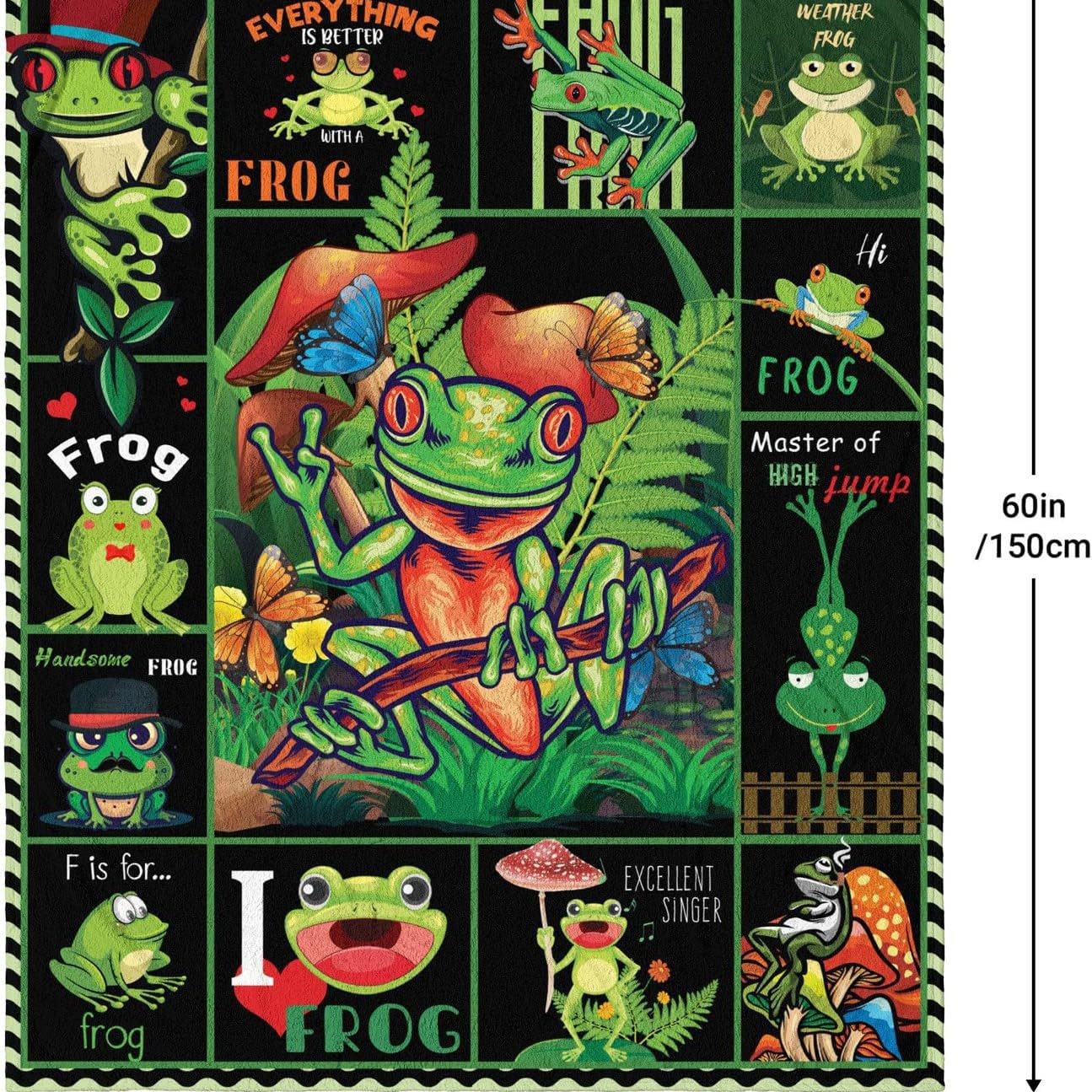 검은색 바탕에 개구리