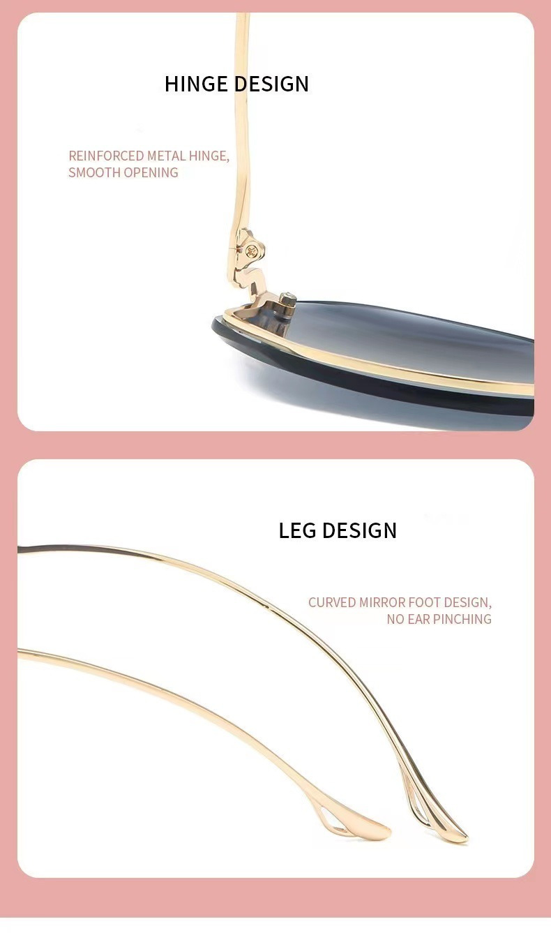 New fashion frameless cut-edge sunglasses women's polygon metal arc glasses leg street shot all-match sun protection sunglasses_voghion.com