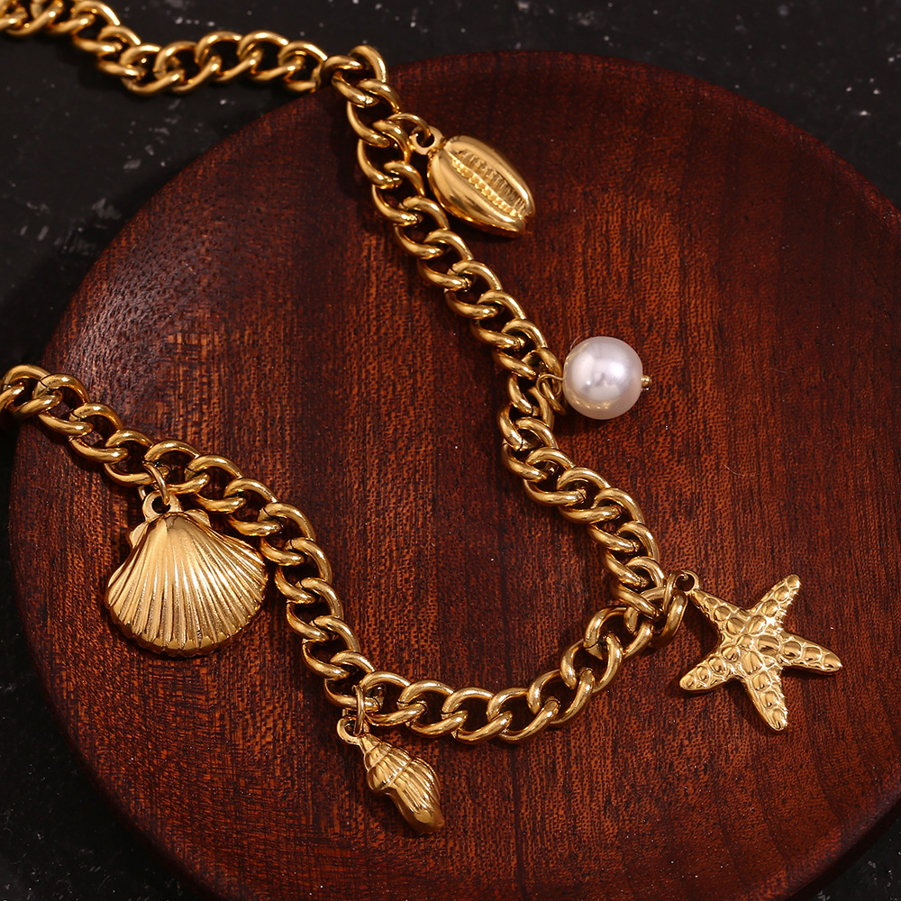 Starfish Shell Stainless Steel Pendant Necklace