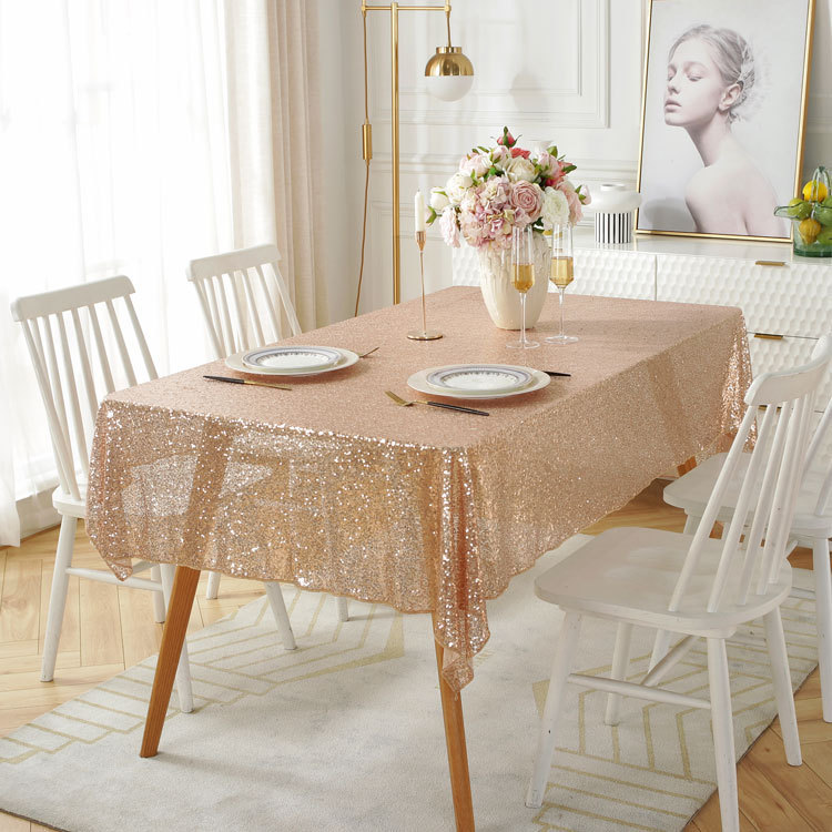 Amazon's New Outdoor Hotel Restaurant Tablecloth Wedding Birthday Party Decoration Gold Sequin Tablecloth Round Table