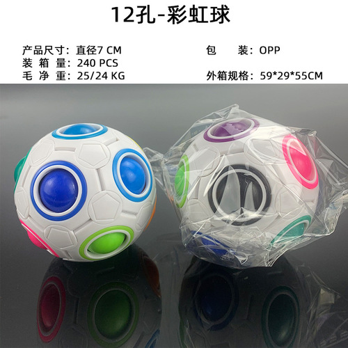 Cross-border children's rainbow ball Rubik's cube toy 12-hole decompression intellectual toy puzzle decompression magic ball gift toy