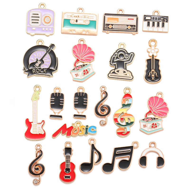 DIY滴油饰品配件钢琴乐器音符吊坠 耳环手链包包钥匙扣挂件W347