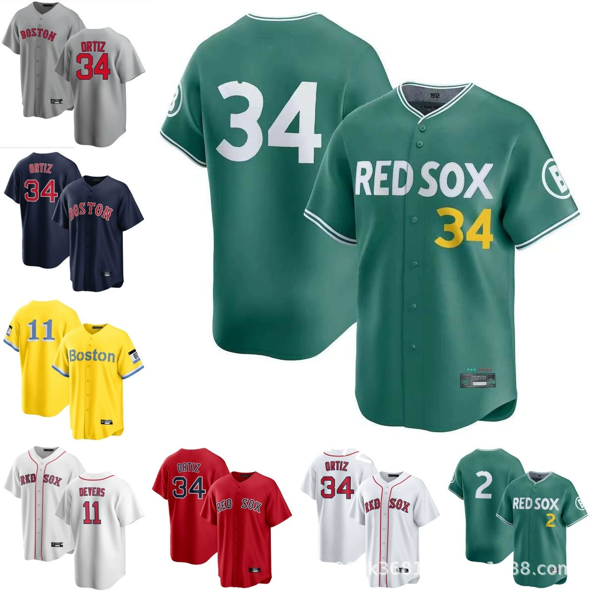 Бостон Ред Сокс Бостон Ред Сокс мужские и женские 34 #   Бейсбольная форма Ortiz City Edition