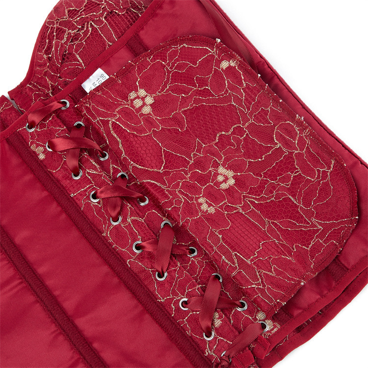 bordado rojo oscuro sin correa de hombro con taza cintura cintura cortesía corset temu suministro transfronterizo
