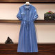 Fat Sister 2024 New Tencel Denim dress Summer plus size Women's Elegant Slim Dress Denim Dress