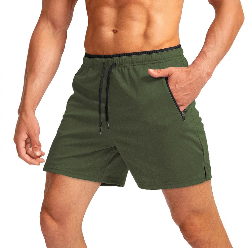 2025 Men's Running Shorts with Zipper Pockets Quick Dry Gym Sports Workout 5inch Men's Shorts
