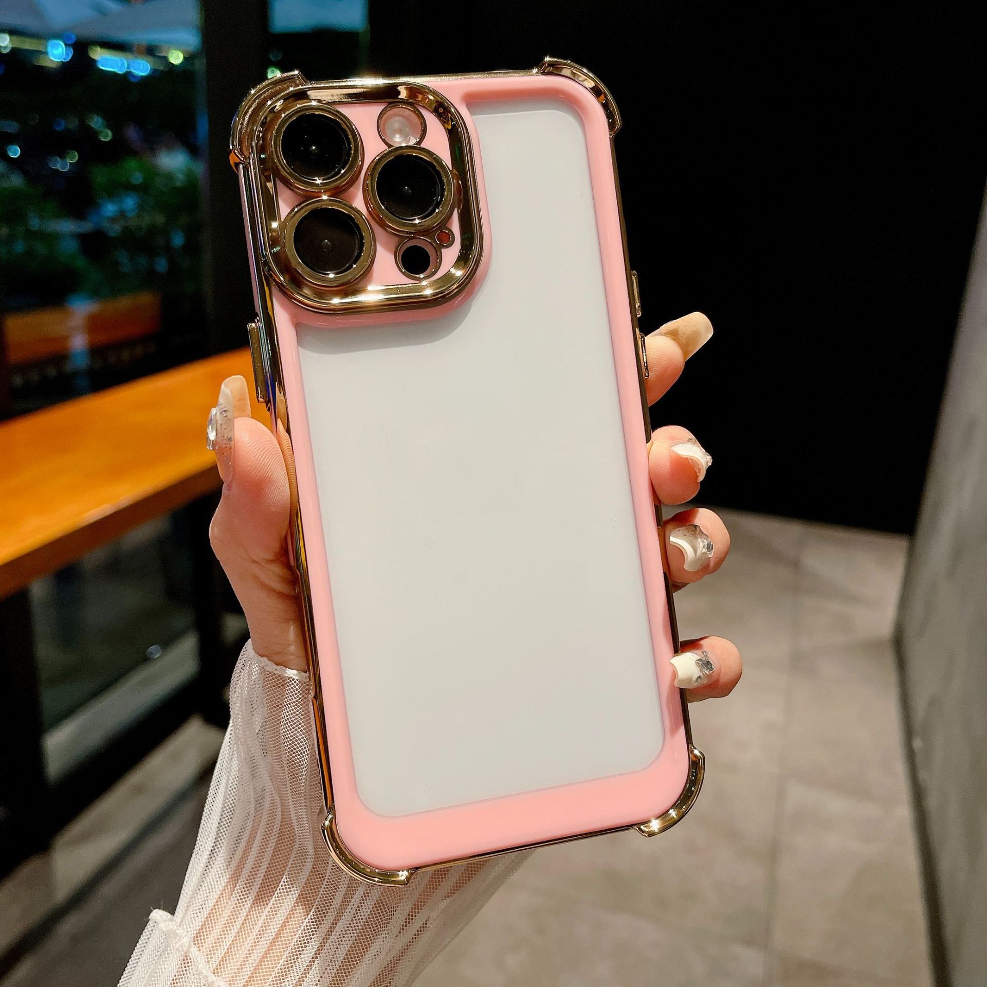Aplicable para iphone17Promax caso de teléfono celular galvanizado de dos colores a prueba de caídas espaciales manzana 15 cubierta de sensación de alto nivel