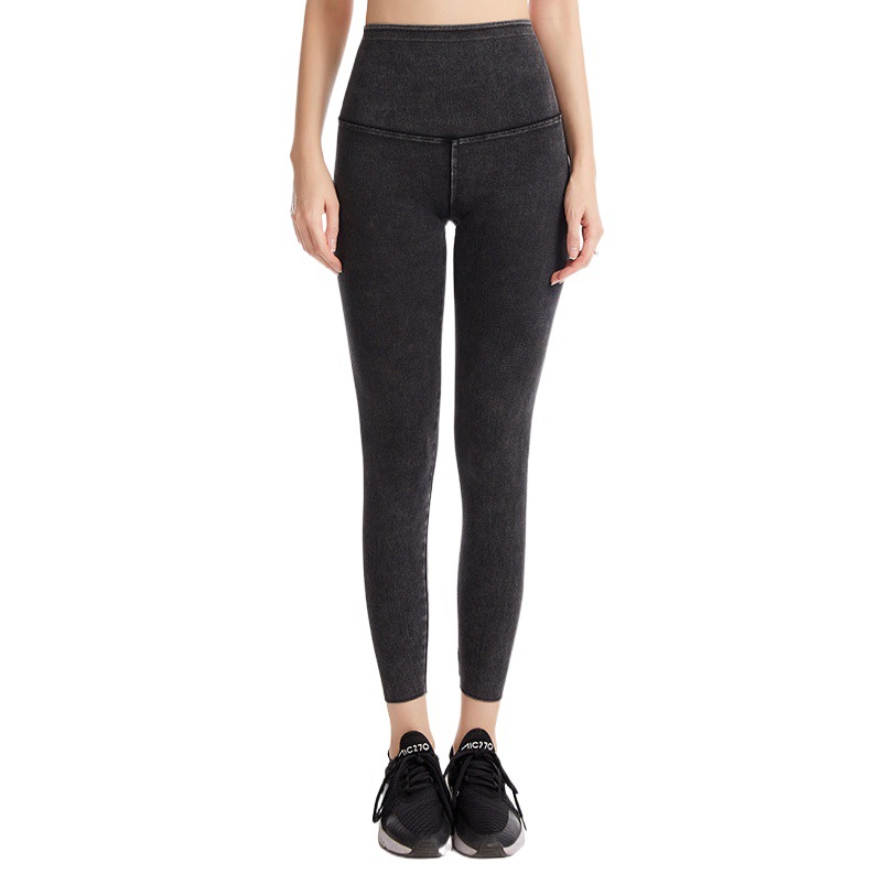 Primavera y verano nuevos pantalones de tiburón de mezclilla de cintura alta de mujer adelgazamiento de una pieza de levantamiento de cadera vientre contracción yoga deportes pantalones casuales al aire libre