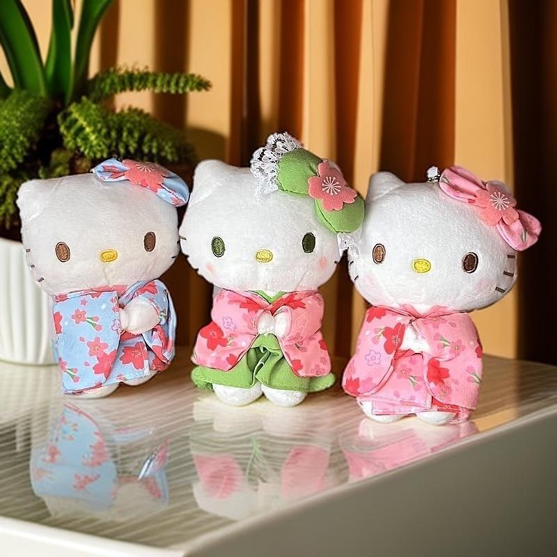 Japanese-style cherry blossom blue kimono KT bag pendant cute doll backpack charm girly keychain gift