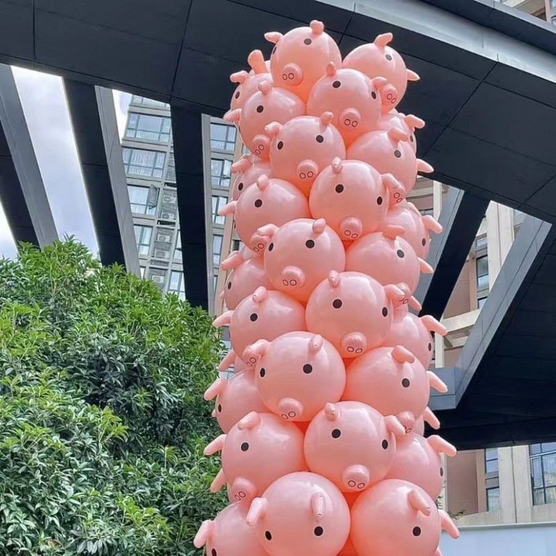 Pig Balloon Stick Pig Clappers Fleshcolor Stall up inflation Bang Bang hammer Cheer up pvc decompression Toys Manufactor