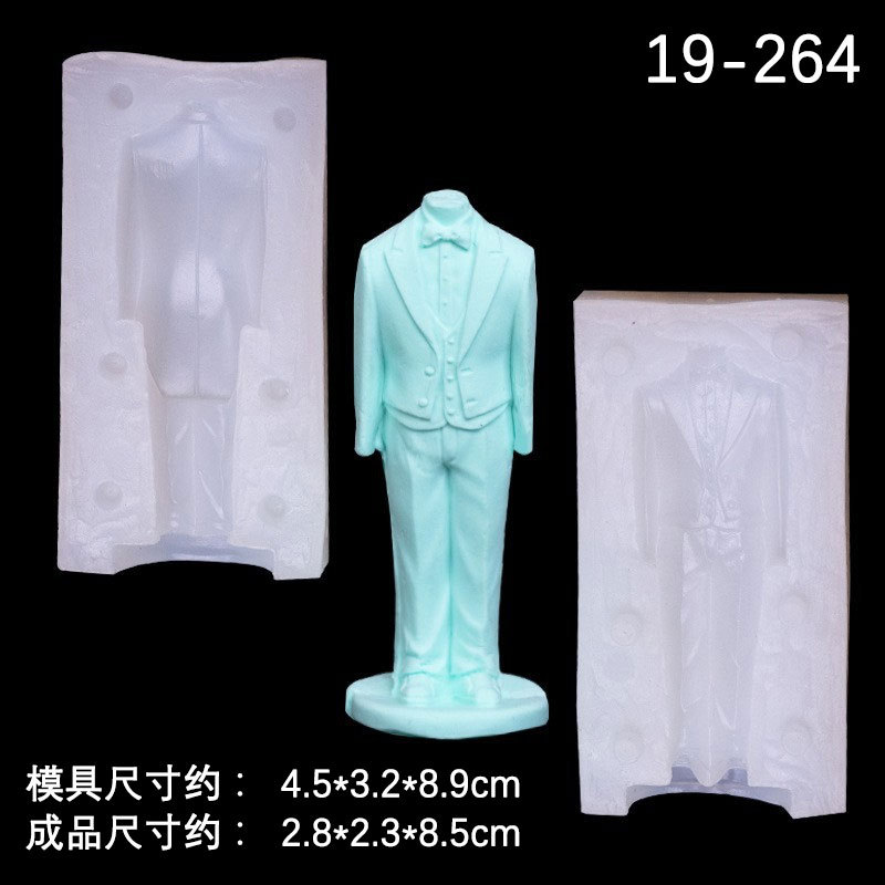 3D traje de modelado silicona molde creativo hecho a mano fondant cerámica suave arcilla epoxi decoración yeso