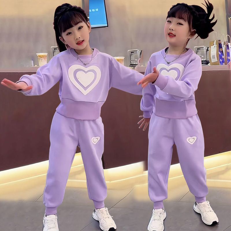 Mergaičių drabužiai ilgomis rankovėmis kostiumėliai, naujos kelnės, stilingi vidutinio ir didelio dydžio vaikiški džemperiai, vaikiški dviejų dalių kostiumėliai_voghion.com