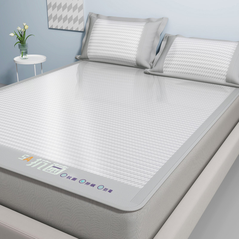Un juego de sábanas de seda de hielo de clase de tres piezas fresco verano 2025 nueva funda protectora de colchón de verano sábana funda de cama