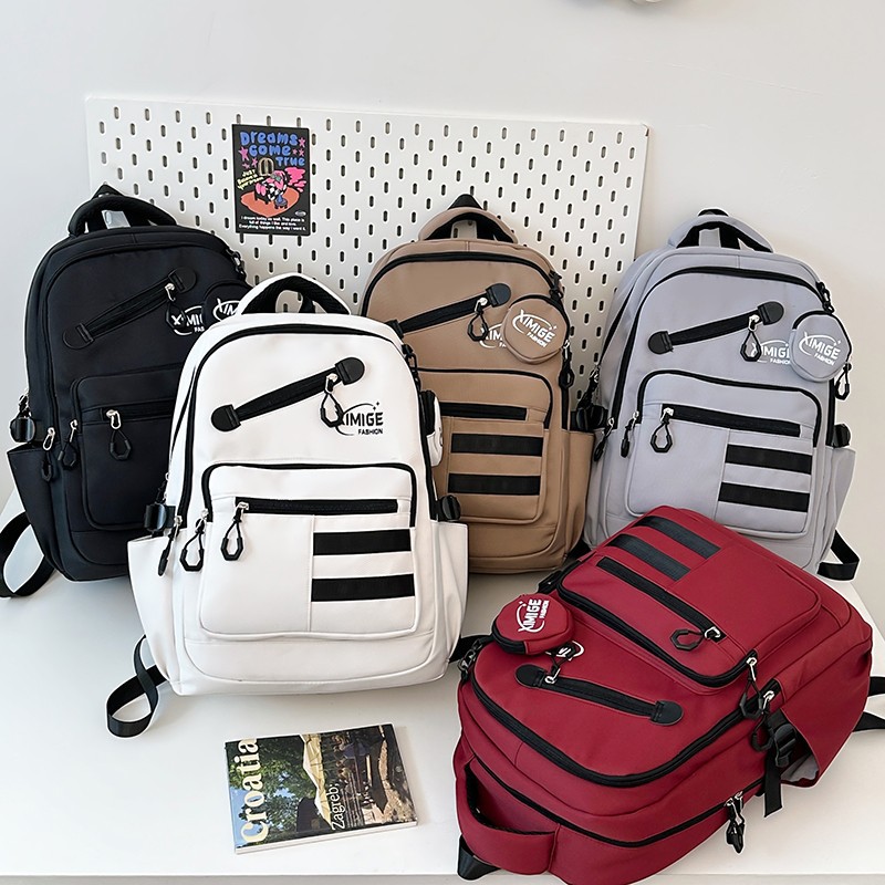 Mochila de doble hombro, nueva mochila de gran capacidad, escuela de mochilas escolares de tendencia de varios pisos para mujeres que viajan de ocio