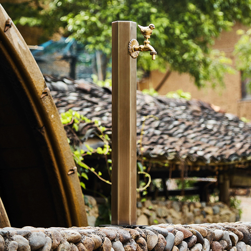 Antique 304 Stainless Steel Outdoor Animal Faucet Frost Crack-proof Column Courtyard Garden Outdoor Faucet Household