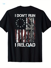アメリカ国旗 ペイトリオッツ T シャツ「I Don't Run I Reload Gun」