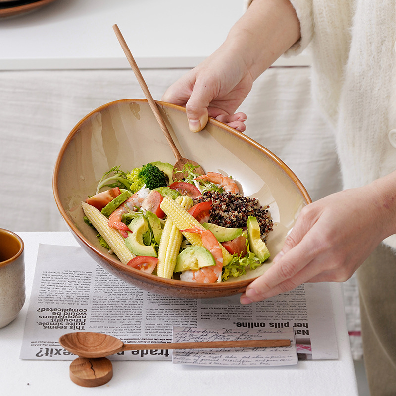 Horno de cerámica creativa en forma especial tazón grande tazón de fruta tazón de postre ensalada de verduras tazón de sopa tazón de fideos tazón de arroz Hotel