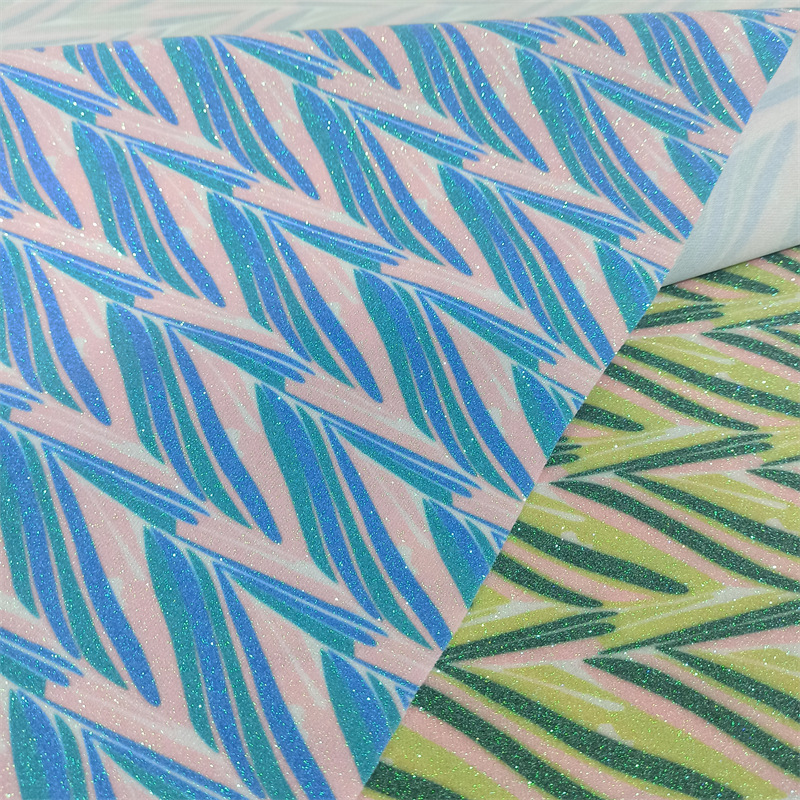 厂家直销印花格利特材料闪光线条格力特PU人造革 手袋箱包材料