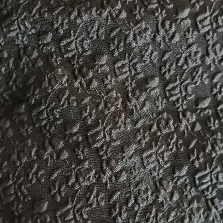 超美半透浮雕欧根纱立体花朵提花面料连衣裙礼服旗袍女装童装面料