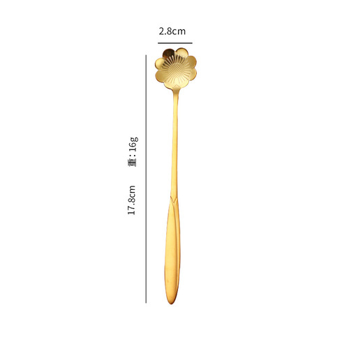 Stainless steel spoon, home-use golden cherry blossom spoon, dessert spoon, creative coffee stirrer spoon, wedding favor, small spoon