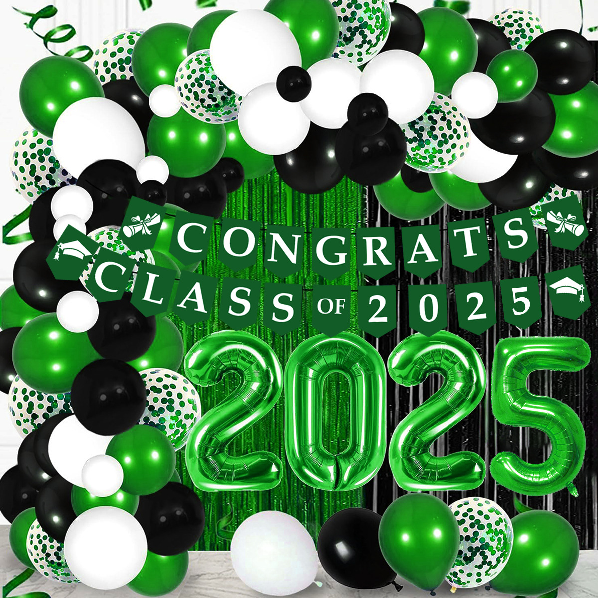 Globos de temporada de graduación, globos de látex, fiesta de decoración, combinación de película de aluminio redonda de 10 pulgadas, globos digitales azules al por mayor